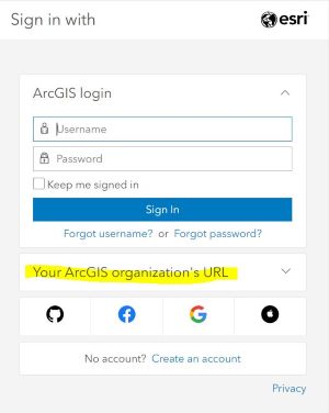 ArcGIS Online Login Page